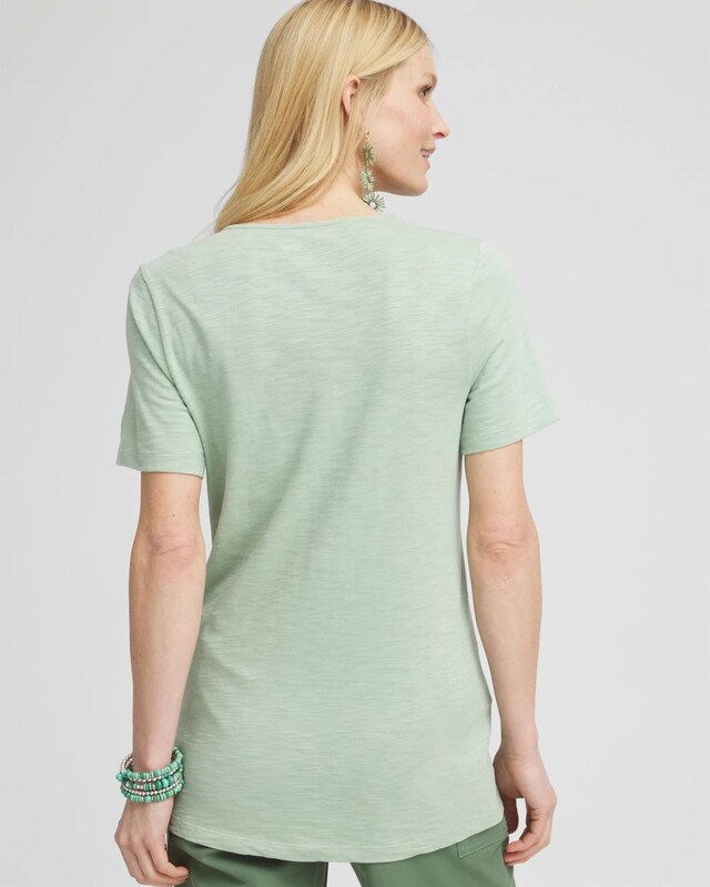 Lace V-Neck Slub Tee - image 3